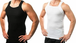 2-4 Packs Men's G-unit Style Cotton Tank Tops Square Cut Muscle Rib A-Shirts - Picture 1 of 152