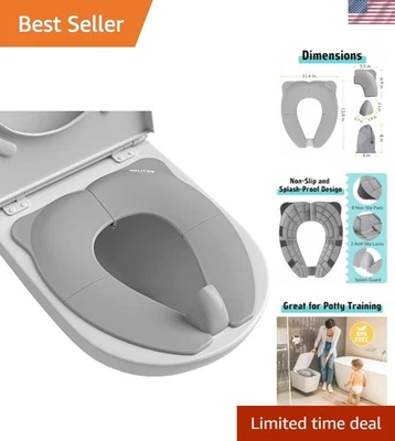 Foldable Potty Training Seat for Toddlers, Portable with Storage Bag - Grey - Image 1 of 4