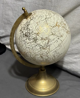Replogle 8" DORADO Y BLANCO Escritorio Mundo Globo Biblioteca Oficina Estante Decoración VENDEDOR DE EE. UU. Foto 1 de 4
