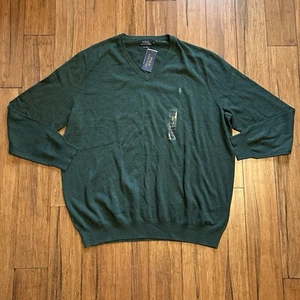 Men's POLO RALPH LAUREN Dark Green V-Neck Pima Cotton Sweater 3XLT NWT NEW - Picture 1 of 10