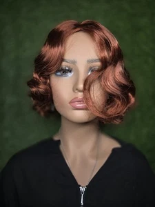 Short Red 1920s Wig Finger Wave Curly Short Vintage Cosplay for Women...02 - Picture 1 of 5
