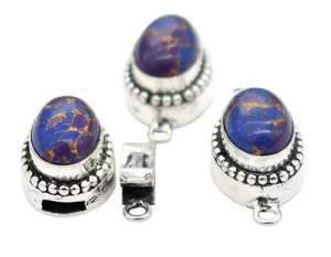 5 Pcs Purple Copper Turquoise Box Clasp 1 Strand Antique Silver Plated - Picture 1 of 7
