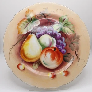 Lefton Hand Painted 9.25" Bone China Plate Fruit, Pear, Grapes Apple 2222N-FR - Picture 1 of 4