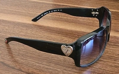 Y2K Juicy Couture Crown Heart Cherry decor black oversized Sunglasses  "Bunny" - Image 1 of 4