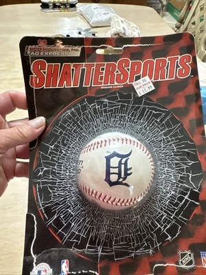 NEW Shatter Sports Static Cling Baseball Broken Window Decal Detroit Tigers - Image 1 of 4