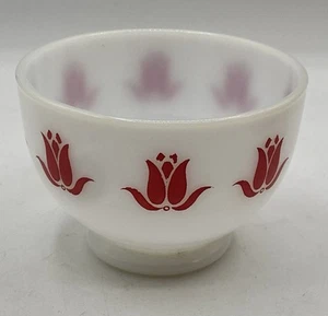 Vintage Fire King Sealtest Milk Glass Red Tulip Cottage Cheese Bowl USA - Picture 1 of 9