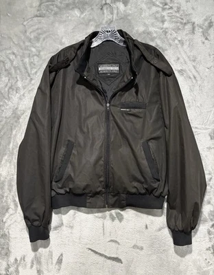 Members Only Jacket Mens Sz M 44 Black Bomber Racer Full Zip Pockets 80s VTG - Image 1 of 4