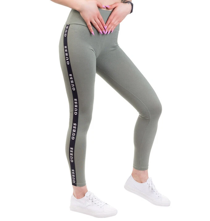 Guess Jeans Womens active Sport Legging Logo  Green Logo tape V2RB11KABR0 - Image 1 of 1