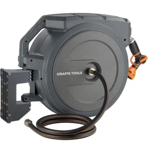 Giraffe Tools Retractable Garden Water Hose Reel 5/8-IN 90-FT with Metal Bracket - Picture 1 of 10