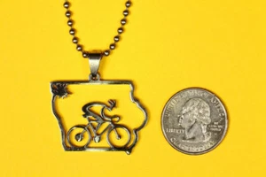 Fahrrad (Bike) in Iowa Anhänger Edelstahl Bettelkette GRATIS Perlenkette - Bild 1 von 2