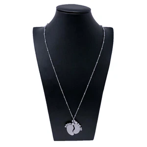 Collana Acciaio Piedi Bambino Bambina Ciondolo Brillante Donna Elegante Argento - Foto 1 di 1