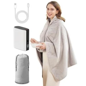 Heated Blanket Cordless USB Throw Electric Shawl 3 Heat Settings Portable Soft - Picture 1 of 9