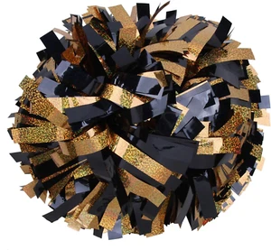 Cheerleading Pom Poms Metalic Holographic Cheerleader with Baton Handle 6 inch 1 - Picture 1 of 2