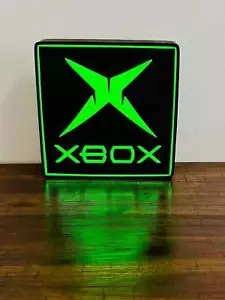 Original Classic XBOX - Bright Green LED Light up wall art - USB Powered - Picture 1 of 13