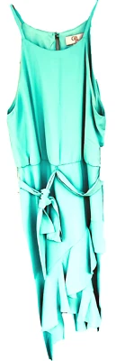 GB 女孩连衣裙 14 蓝色绿色浅绿色无袖荷叶边锥形夏季全新带标签 54 美元 — 第 1/4 张图片