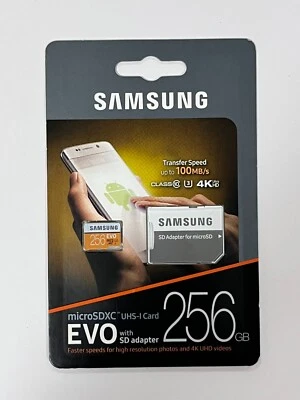 New Samsung 256GB EVO UHS-I microSDXC Memory Card with SD Adapter MB-MP256GA/AM - Image 1 of 4