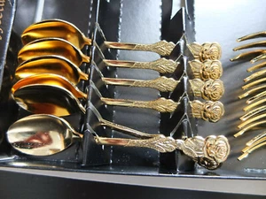 14-Piece Golden Coffee Table Set Rose New OVP - Picture 1 of 4