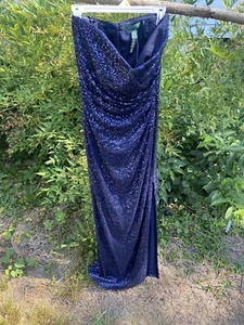 Ralph Lauren women's dark blue sequin sparked evening lined dress 8. - Bild 1 von 5