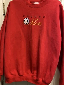 Soccer Mom Sweatshirt- Be A hit at Games-Special Made Machine Embroidery-Red XL - Picture 1 of 3