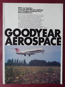 9/1986 PUB GOODYEAR AEROSPACE CARBON BRAKES DOUGLAS MD-80 SWISSAIR ORIGINAL AD - Picture 1 of 1
