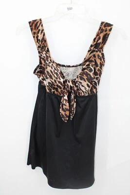 Vestido de baño Longitude 1 pieza traje de baño corbata frontal estampado de guepardo negro talla 10 Foto 1 de 4