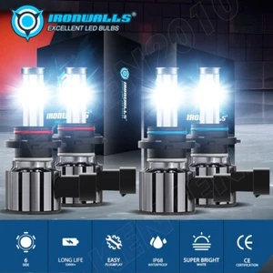 6-sides 9005 9006 LED Headlights Kit Combo Bulbs 6500K High Low Beam Super White - Bild 1 von 12