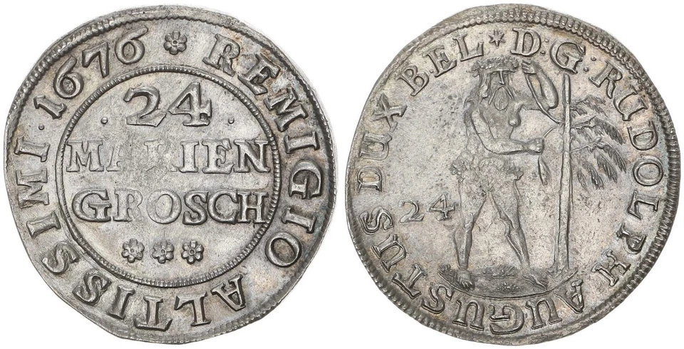 Braunschweig / Wolfenbüttel 24 Mariengroschen 1676 Rudolf August f. vz 112895 - Image 1 of 1