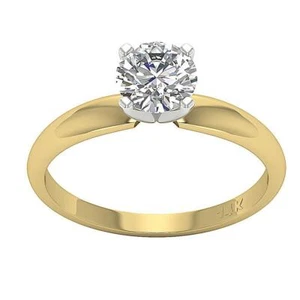I2 K 0.81 Ct Round Diamond Solitaire Engagement Ring 14K Two-Tone Gold RS 10-12 - Picture 1 of 6