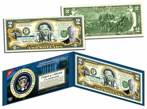 HERBERT HOOVER President 1929-1933 COLORIZED BILL! COA & FOLIO - Picture 1 of 1