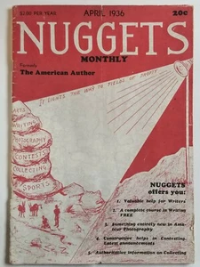 Nuggets Monthly Magazine April 1936 formerly American Author Writer Contests  - Picture 1 of 3