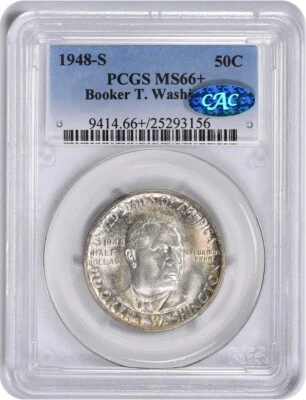 Washington (Booker T.) Commemorative Half Dollar 1948-S MS66+ PCGS (CAC) - Image 1 of 2