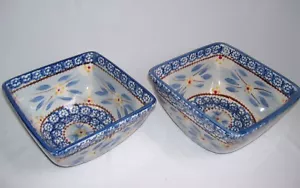 Temp-tations Old World Blue Bowls Set of 2 Blue 1.0 QT Rectangular New - Picture 1 of 12