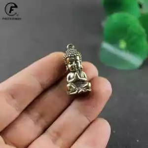 Copper Buddha Statue Miniature Figurine Decoration Car Keychains Brass Teahouse - Picture 1 of 8