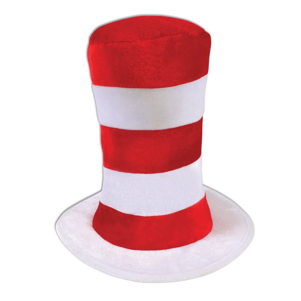 Adults Red & White Striped Top Hat Boys Girls Fancy Dress Accessory Book Week - Image 1 of 1