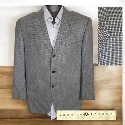 Abrigo Blazer Deportivo Joseph Abboud Para Hombre 40S Gris Cuadros Lana Seda 3 Botones Sin Ventilación Foto 1 de 4