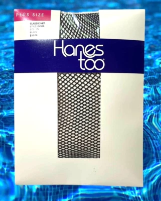 Pantyhose Hanes Too Black Fishnet Classic Net Plus Size 1Q Style 0A566 Italy - Image 1 of 4