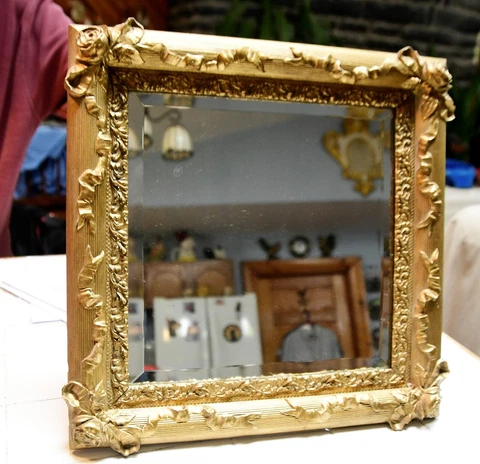 Antique itaLian FrenCH roses  GoLd GiLded Ornate wood Mirror Cover