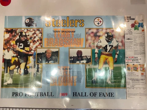 NFL PITTSBURGH HALL OF FAME 1989 TERRY BRADSHAW STEELERS 21 X 36 INCH POSTER Cover