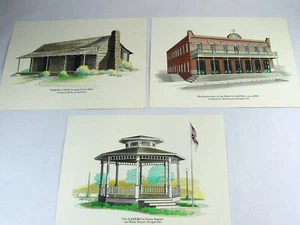 LOT R Flores Grapevine TX Color Pencil Sketch Torian Cabin Wallis Hotel Gazebo - Picture 1 of 5