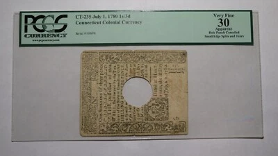 1780 1 Shilling 6 Pence Connecticut CT Colonial Currency Note Bill PCGS VF30 - Image 1 of 4