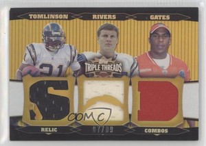 2006 Topps Triple Threads Relic Combos Gold /9 Antonio Gates Philip Rivers HOF
