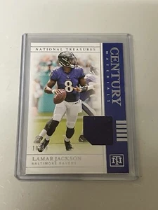 2019 National Treasures Lamar Jackson Century Materials /99 (Player Worn) MVP - Picture 1 of 4