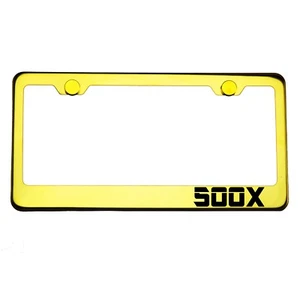 Gold Chrome License Plate Frame 500X Laser Engraved Metal Screw Cap - Picture 1 of 8