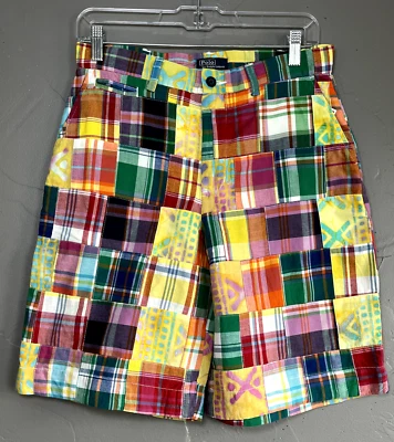 Polo Ralph Lauren Boys Size 18 Multi-Color Patchwork Madras Short NWT - Image 1 of 4