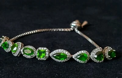 Rare & Unique Green Peridot & Shimmery Stones~ Sterling Bracelet - Image 1 of 4