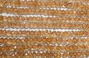 13" CITRINE 3.5mm Micro-Faceted Rondelle Beads NATURAL AAA /L2 - Picture 1 of 1