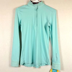 Noble Outfitters Allison Pull-On Show Shirt XS Turquoise Pink UPF 50+ Equestrian - Picture 1 of 12