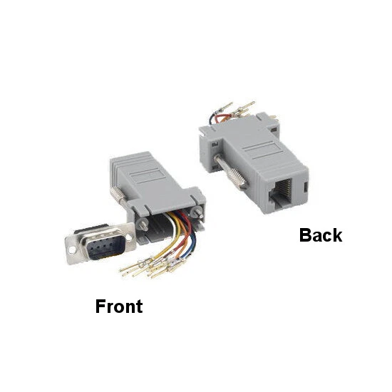 KNTK Modular DB9 Male to RJ-45 Female Adapter for Serial to Network Cat5e Cat6 - Image 1 of 1