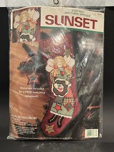 🎄Sunset Embroidery Felt Kit Angel of Patchwork Stocking Christmas 18077 New Vtg - Picture 1 of 2