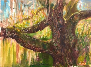 Original Florida Landscape Oil Painting Live Oaks Evinston Impressionism Signed  - Picture 1 of 2